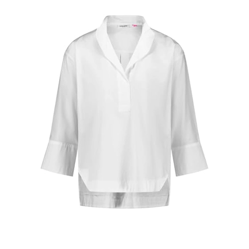 Bild von GERRY WEBER Damen 3/4 Arm Bluse aus nachhaltiger Baumwolle 68cm Stehkragen Weiss, 40