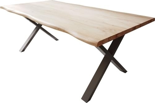 Bild von Esstisch Edge-Pure 200x100 Eiche Natur X-Gestell Metall Schwarz Live-Edge