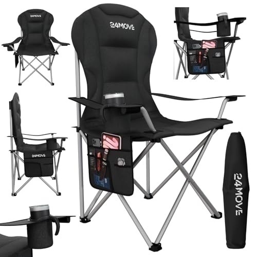 Bild von 24MOVE® Campingstuhl Klappstuhl Outdoor Angelstuhl Camping faltbar SALVADOR schwarz