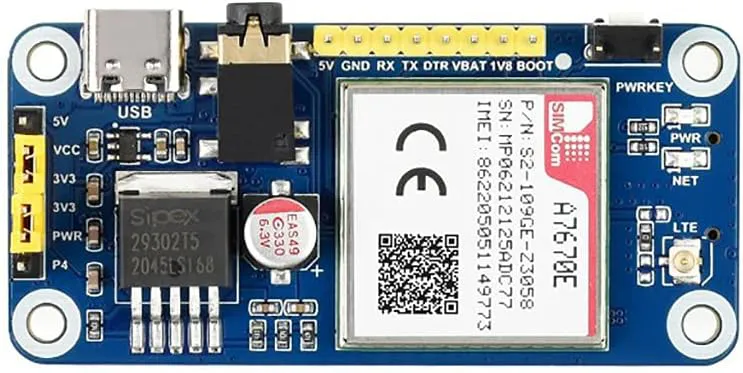 Bild von A7670E LTE Cat-1 HAT für Raspberry Pi mit Multi Band Unterstützung für 2G GSM und LTE Cat-1 Kommunikation