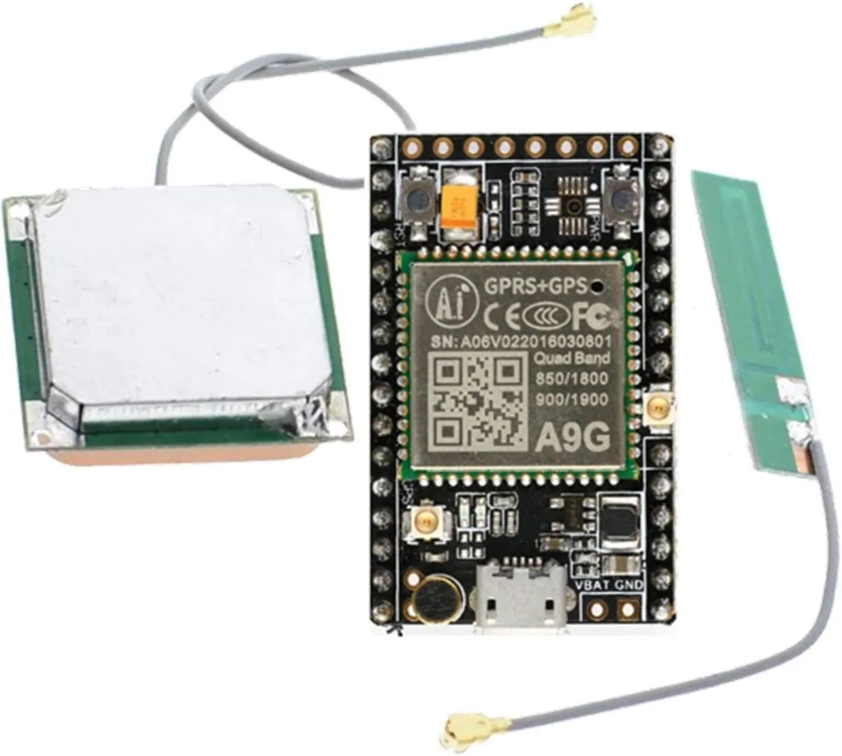 Bild von A9G GSM GPRS GPS Modul mit Antenne und Entwicklungsboard