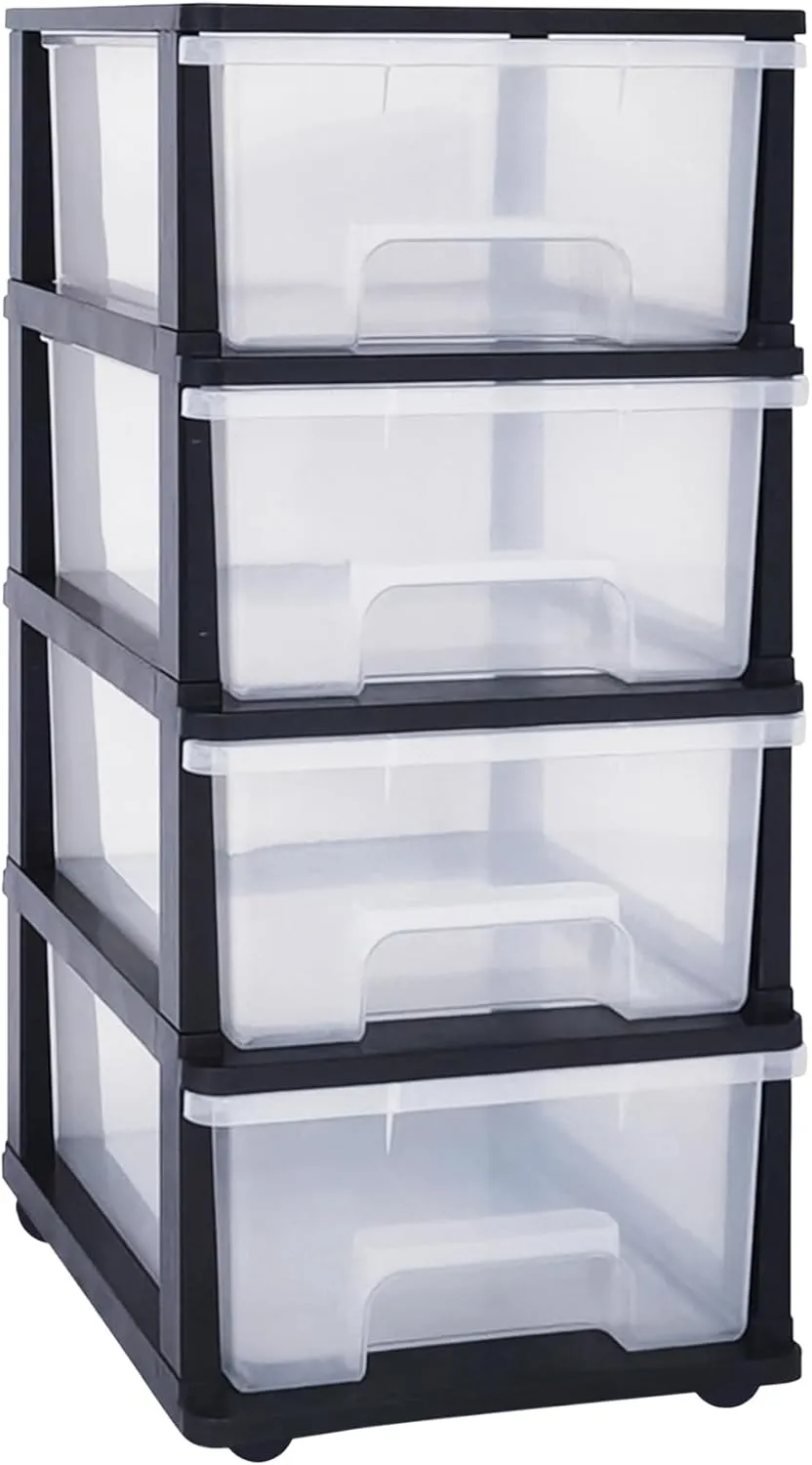 Bild von ABBAware Schubladenbox auf Rädern mit 4 großen 17 Liter Schubladen aus recyclebarem PP Kunststoff, in verschiedenen Farben erhältlich