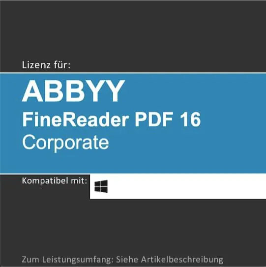 Bild von ABBYY FineReader PDF 16 Corporate Lizenz für ein Gerät, gültig für 1 bis 3 Jahre, inklusive Lizenzcode per Post oder E-Mail