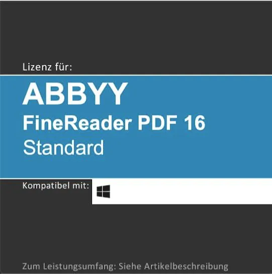 Bild von ABBYY FineReader PDF 16 Standard Lizenz für ein Gerät, gültig für 1 bis 3 Jahre, inklusive Versand des Lizenzcodes