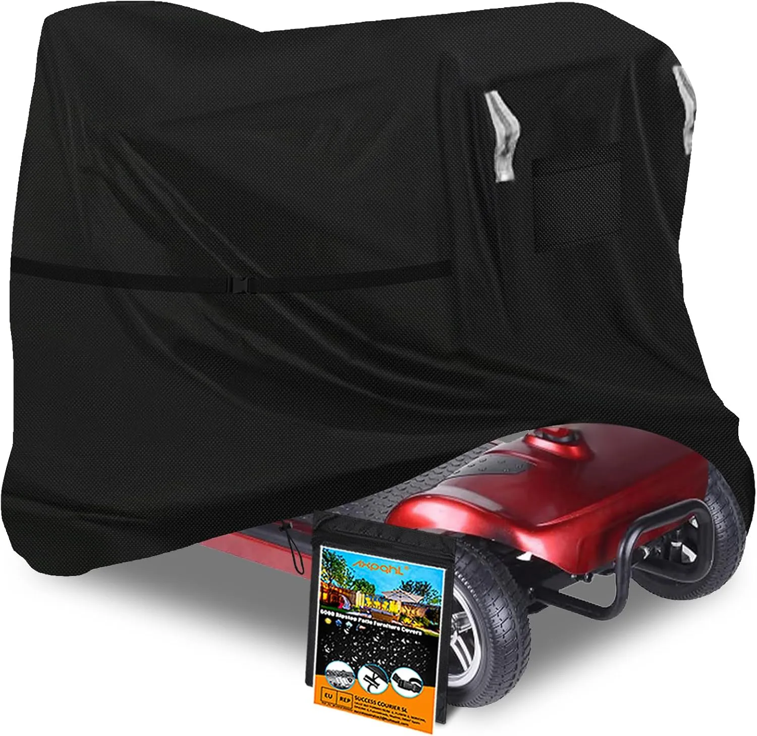 Bild von Abdeckplane für Elektromobile aus 600D Oxford-Gewebe in Schwarz, wetterfest und UV-beständig, Maße 145 x 70 x 95 cm