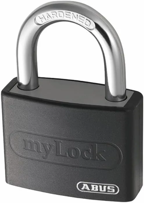 Bild von ABUS T65AL/40 myLOCK Vorhängeschloss aus Aluminium mit Sicherheitslevel 5 in Schwarz, individuell beschreibbar
