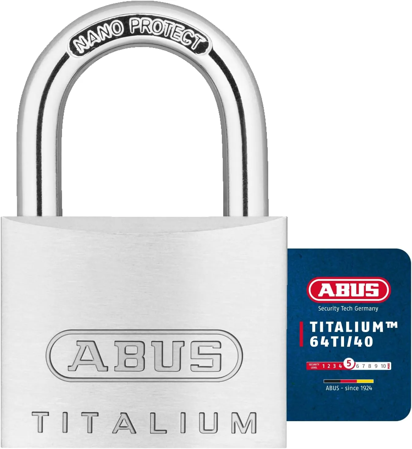 Bild von ABUS Titalium Vorhängeschloss 64TI/40 im 2er Set, gleichschließend, mit Aluminiumkörper und gehärtetem Stahlbügel, Sicherheitslevel 5
