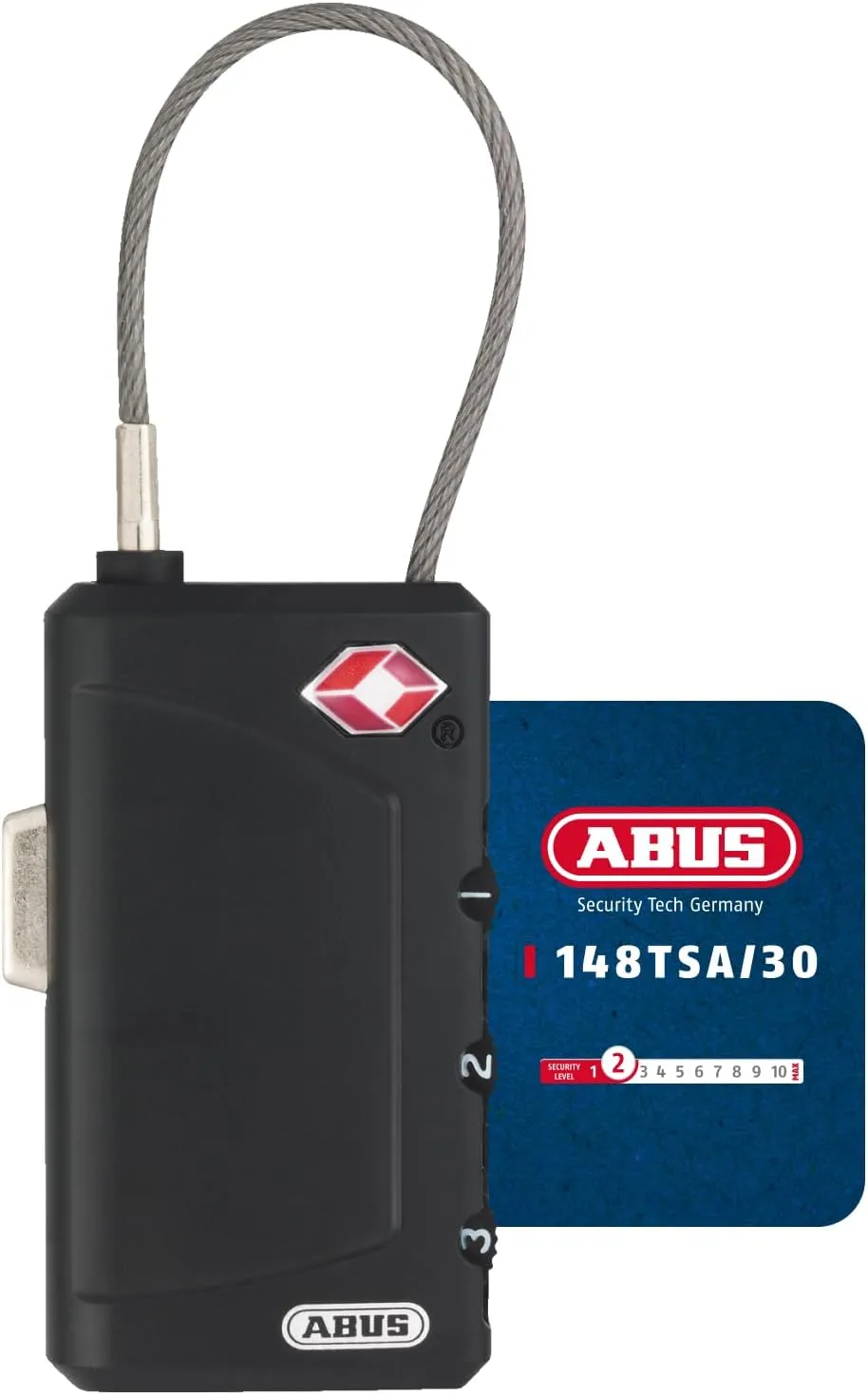 Bild von ABUS TSA Schloss 148TSA30 Kabelschloss zur Gepäcksicherung mit 3-stelligem Zahlencode für Koffer Taschen und Rucksäcke
