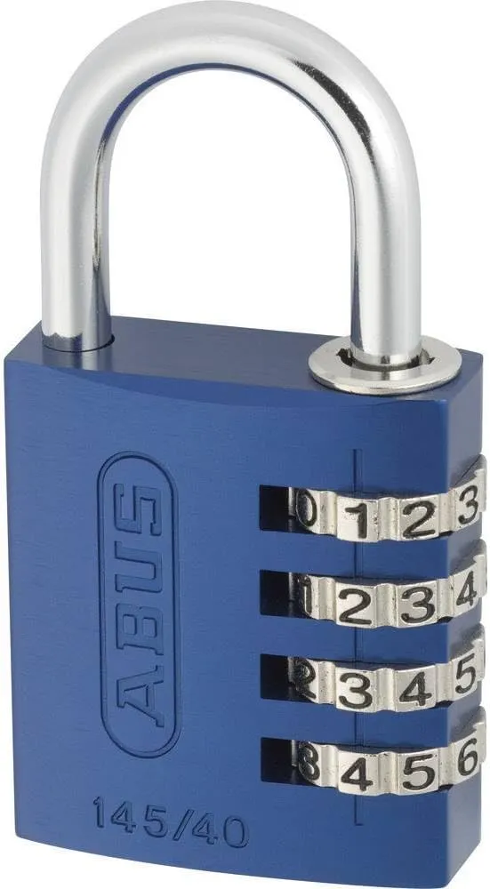 Bild von ABUS Zahlenschloss 145/40 in Blau, Aluminium, individuell einstellbarer Zahlencode, Sicherheitslevel 4, geeignet für Koffer und Spinde