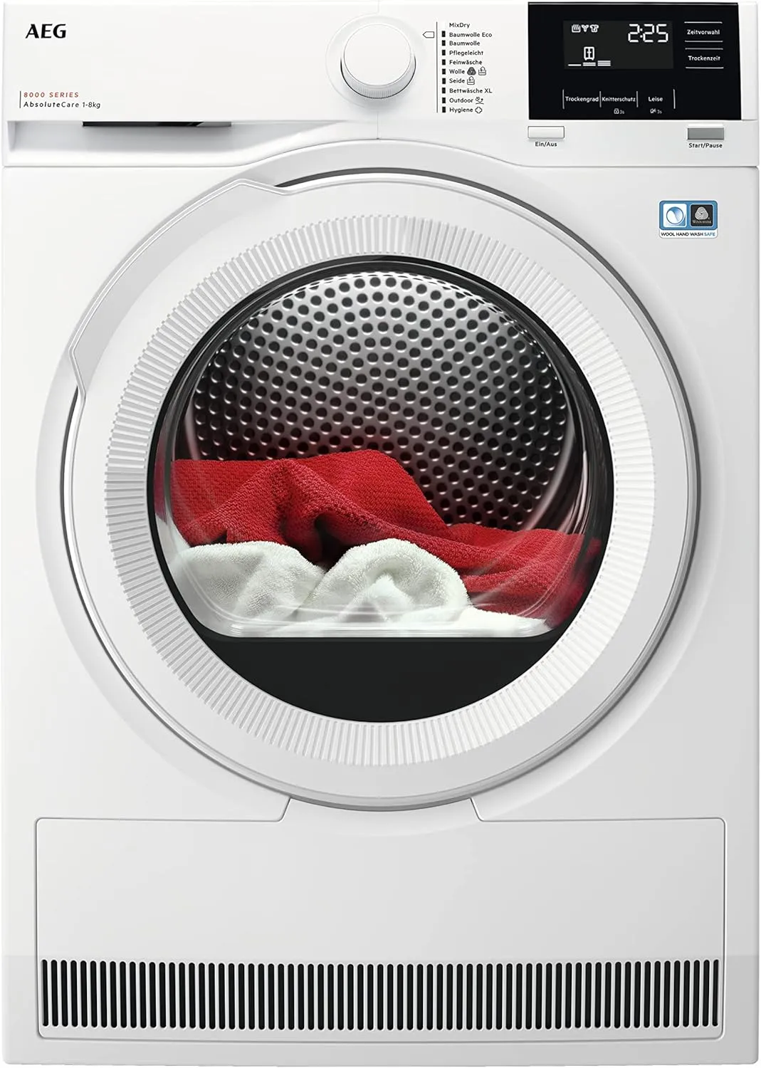 Bild von AEG TR8T60680 Wärmepumpentrockner mit 8 kg Fassungsvermögen und A+++ Effizienzklasse, ausgestattet mit AbsoluteCare für Wolle, Seide und Outdoor, Mengenautomatik, Knitterschutz, Kindersicherung und Schontrommel sowie Startzeitvorwahl.