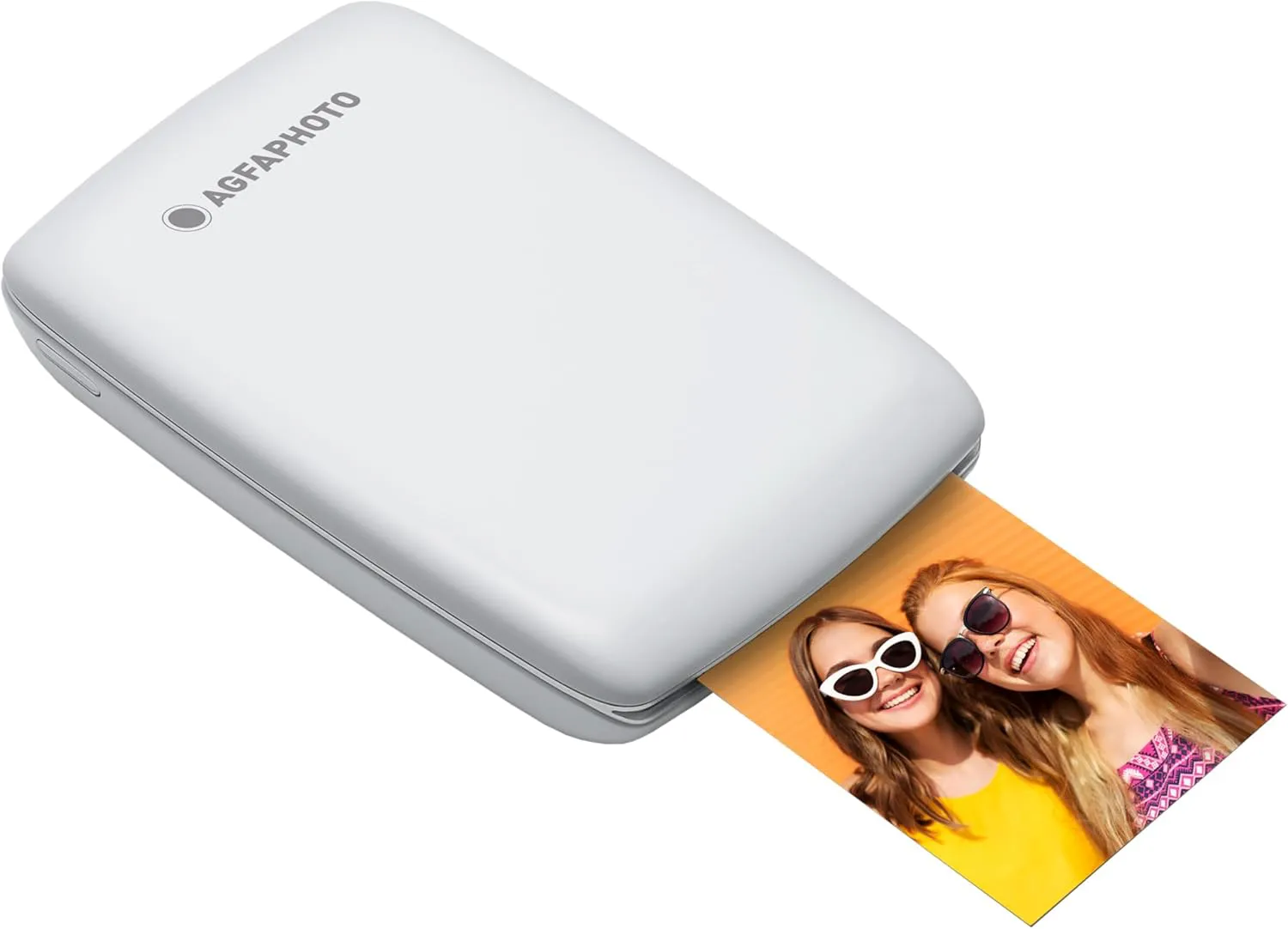 Bild von AGFA Photo Mini P.2 tragbarer Zink-Drucker für Sofortbilder in Weiß, kompatibel mit Smartphones und Tablets, Druckformat 75 x 50 mm