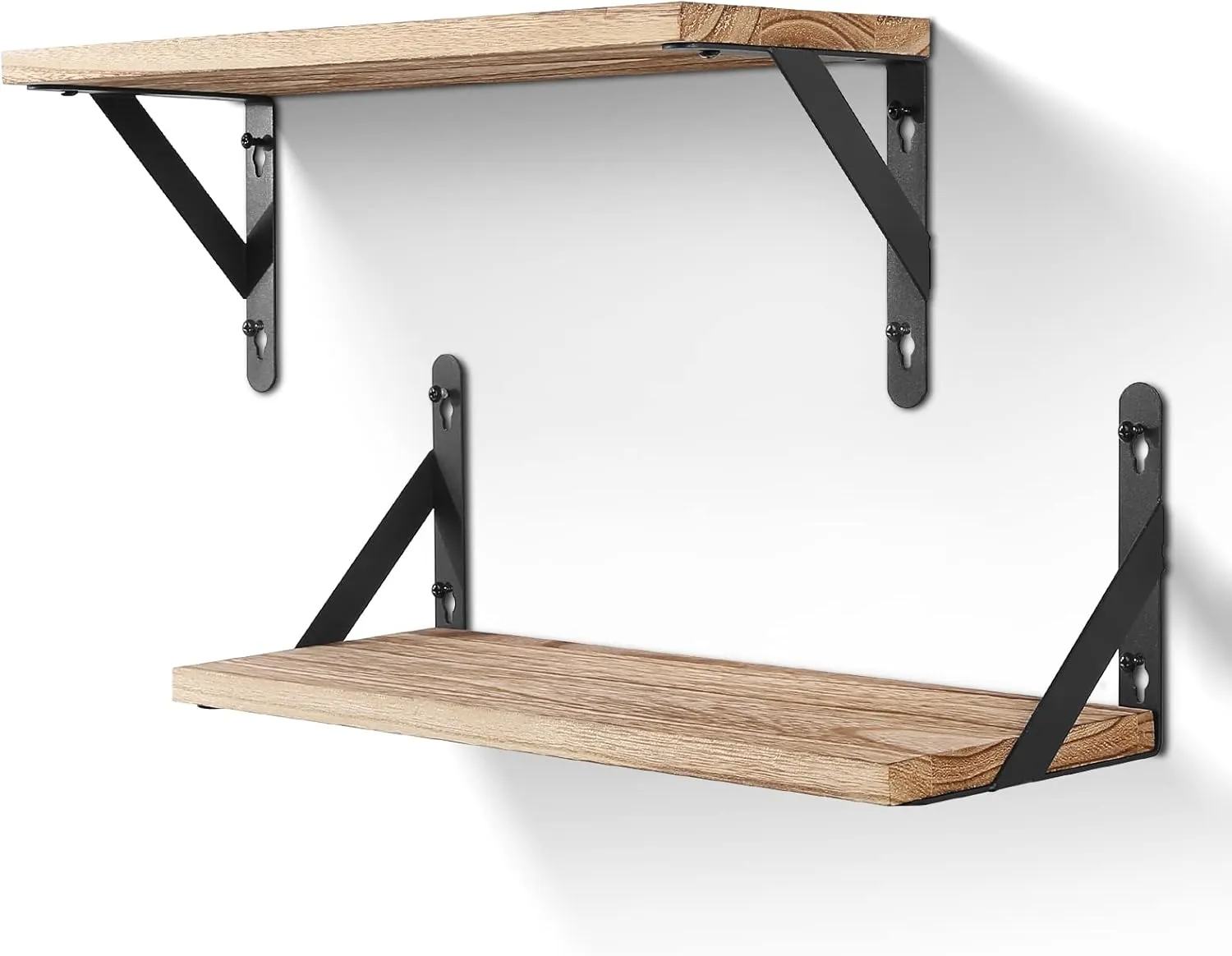 Bild von AGM Wandregal Set aus Holz mit 2 Regalen, jeweils 15 cm tief und 42,5 cm lang, ideal für Wohnzimmer, Schlafzimmer, Badezimmer, Küche und Büro