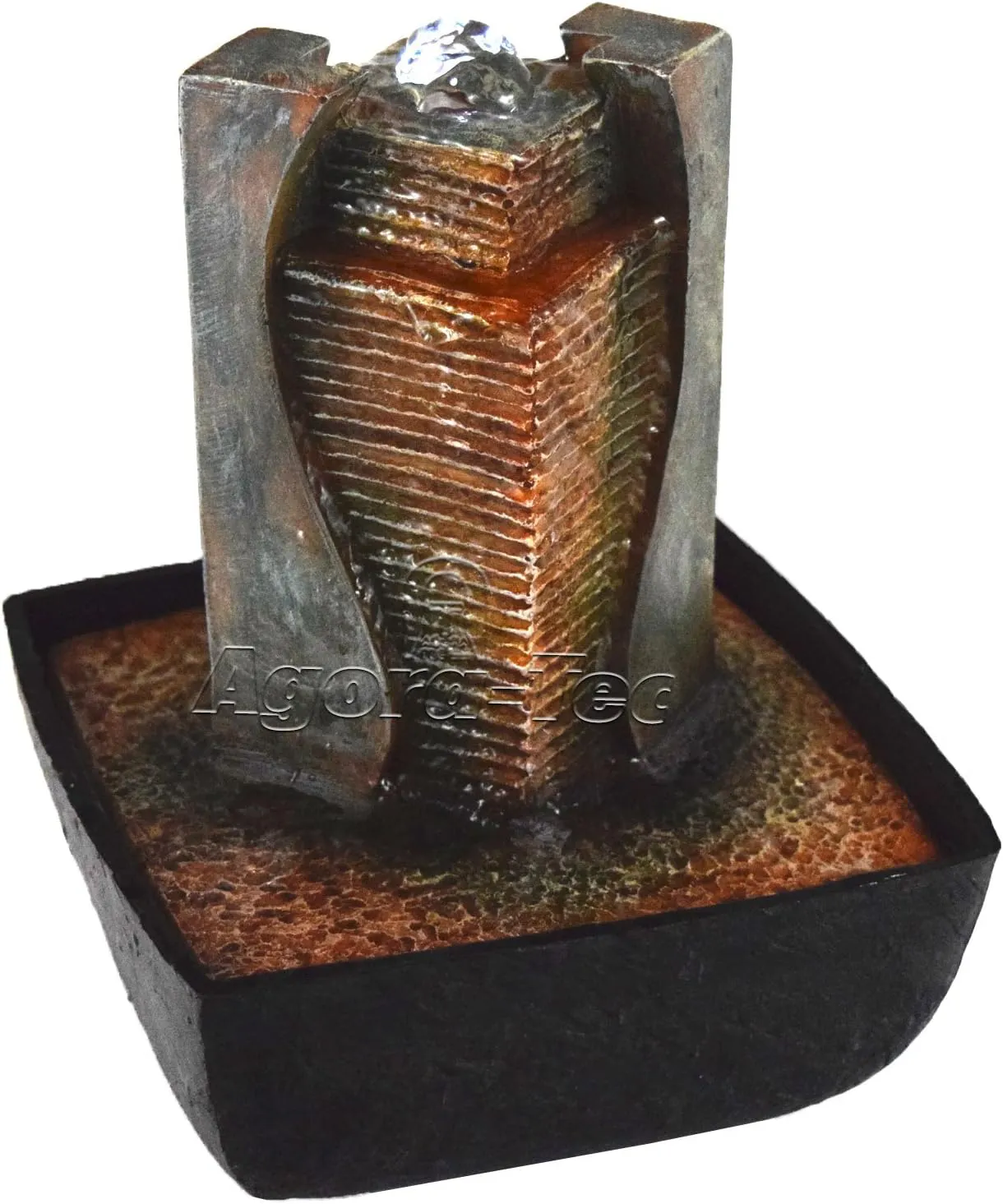 Bild von Agora-Tec Wasserspiel und Zimmerbrunnen AFIYA mit LED Beleuchtung und leisem Wasserlauf, 21 cm hoch