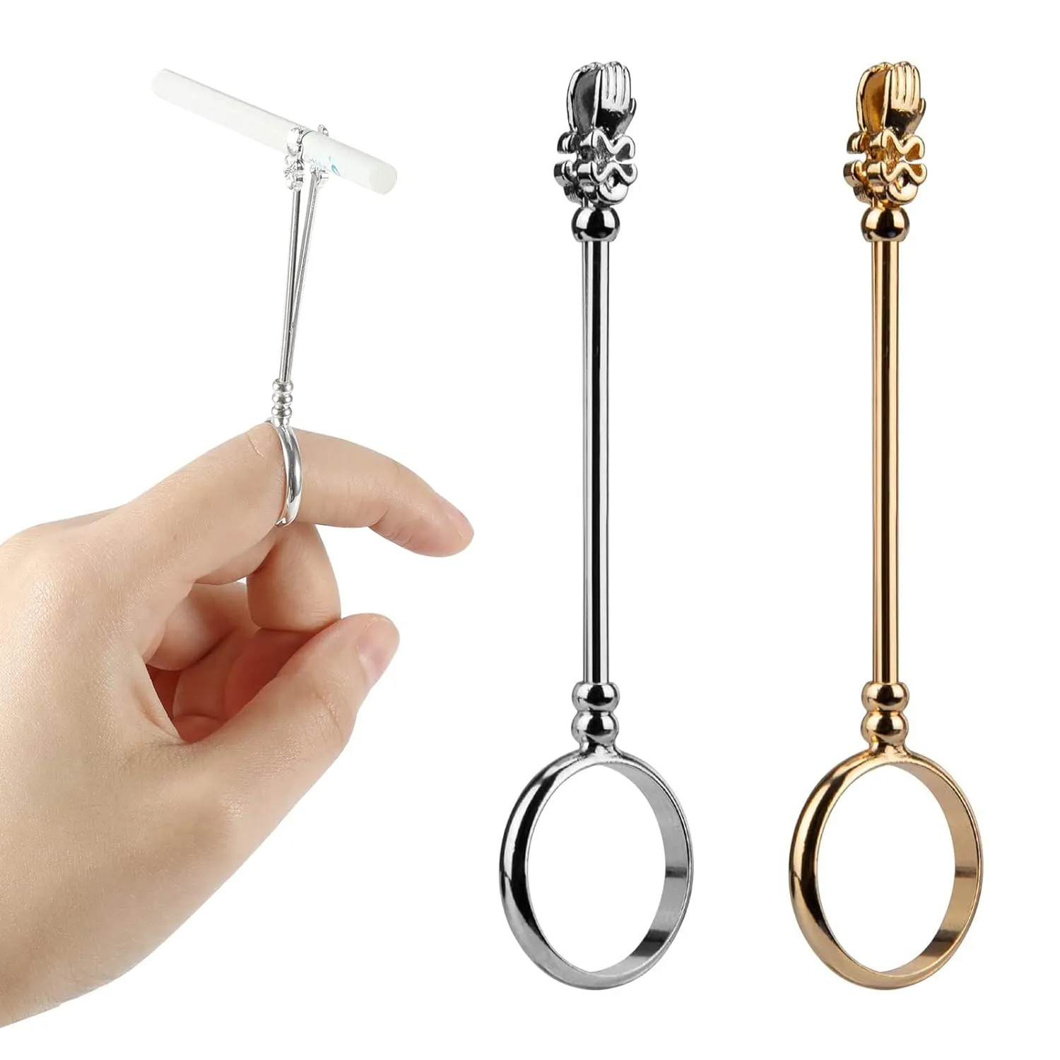 Bild von AIEX 2er Set Zigarettenspitzenringe in Silber und Gold für Damen und Herren