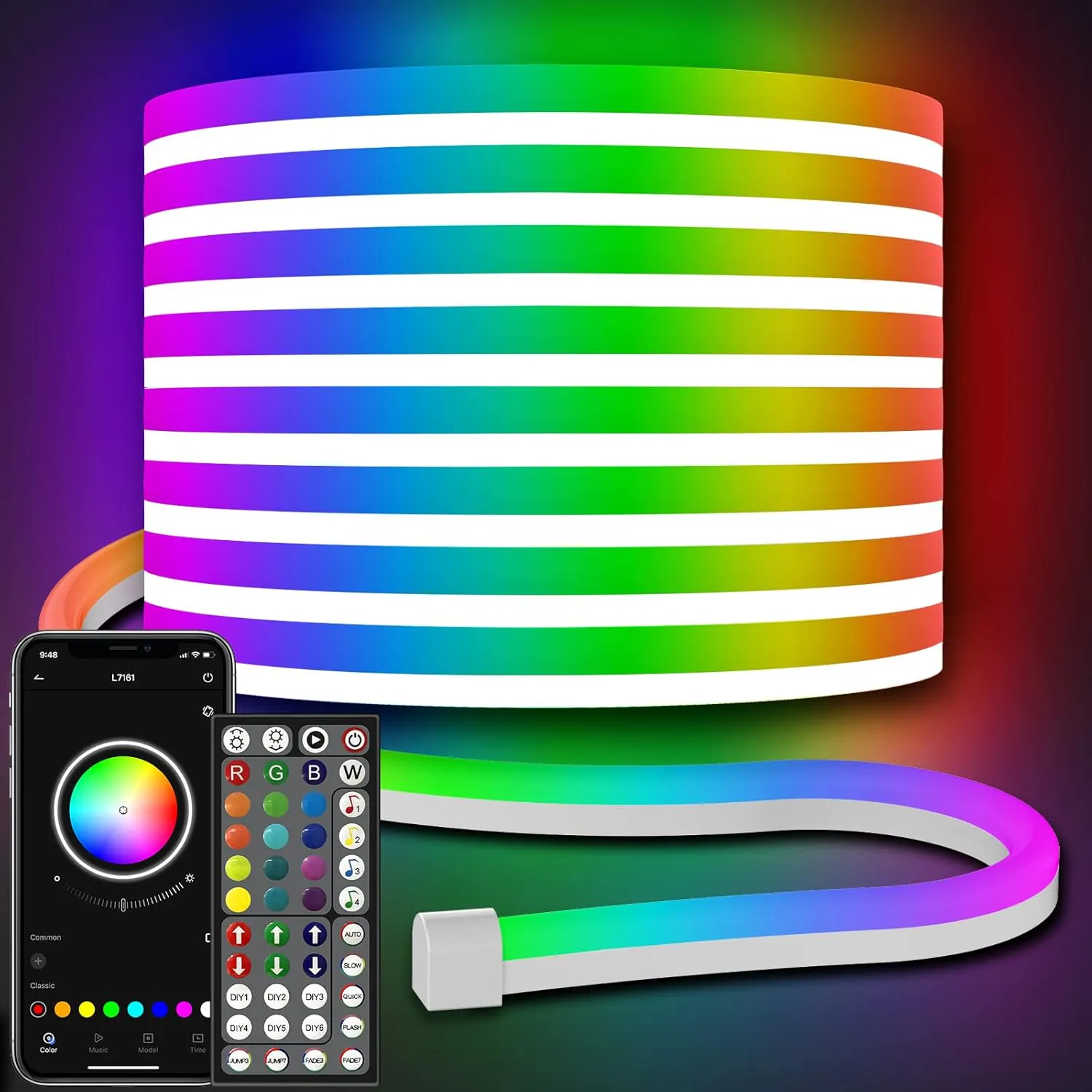Bild von AILBTON LED Neon Licht mit 10 Meter Länge, flexibler Anwendung und Fernbedienung, wasserdicht und mit Musik-Synchronisation für Innen- und Außenbereiche