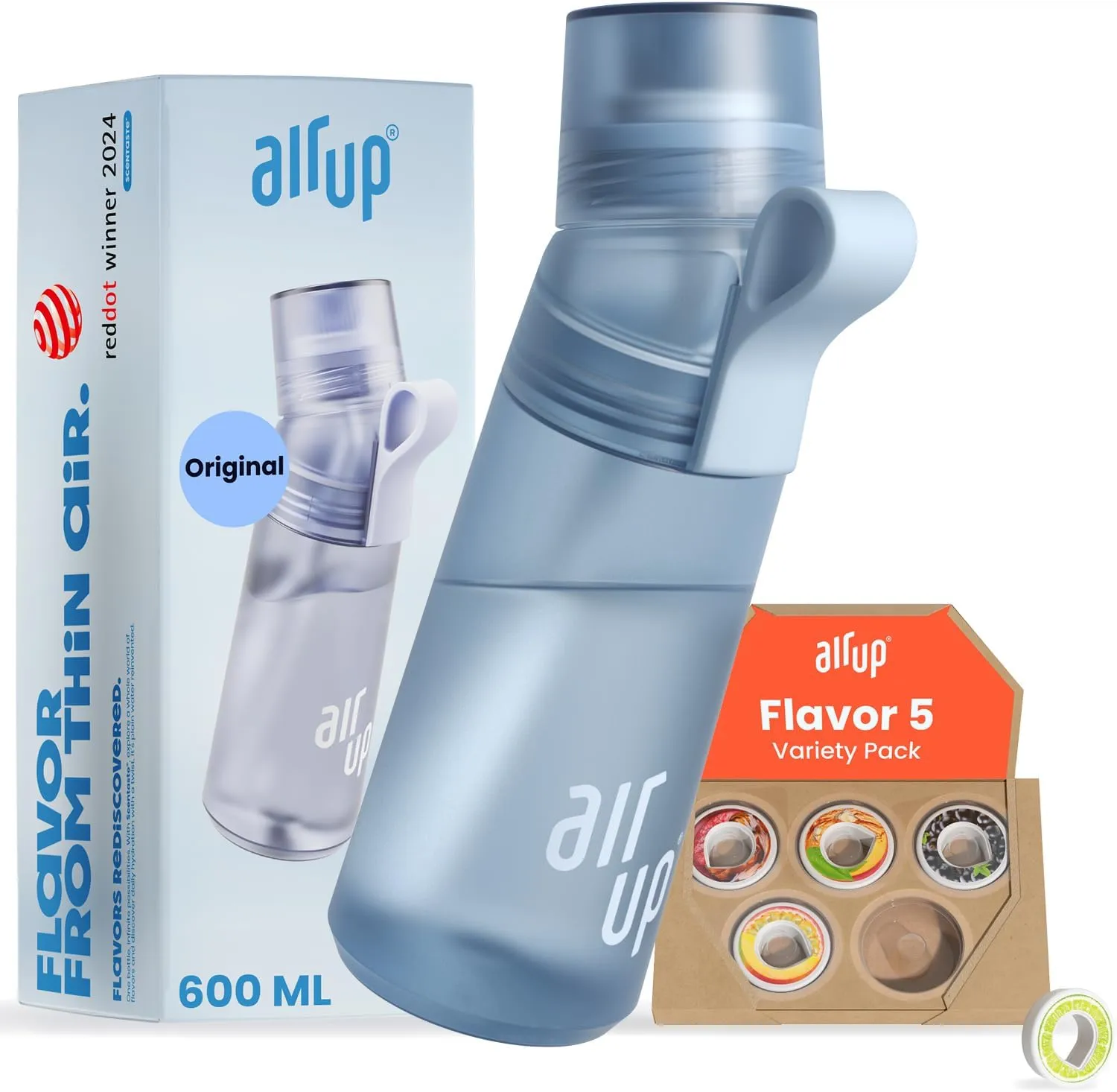 Bild von air up Flasche Gen2 Starter Set in Blau mit 600 ml und 5 Geschmacks-Pods, zuckerfrei und spülmaschinenfest