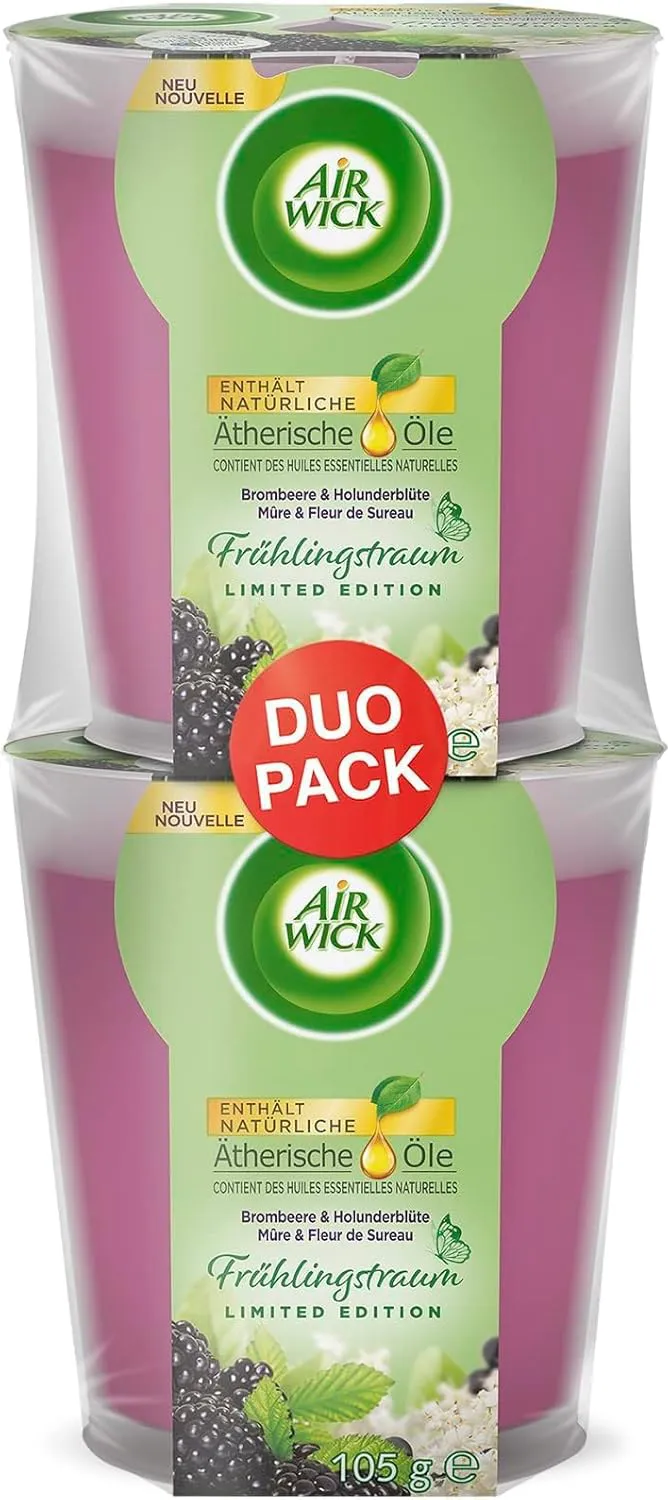 Bild von Air Wick DUO Duftkerze mit Brombeere und Holunderblüte, 2 x 105 g, bis zu 20 Stunden Brenndauer