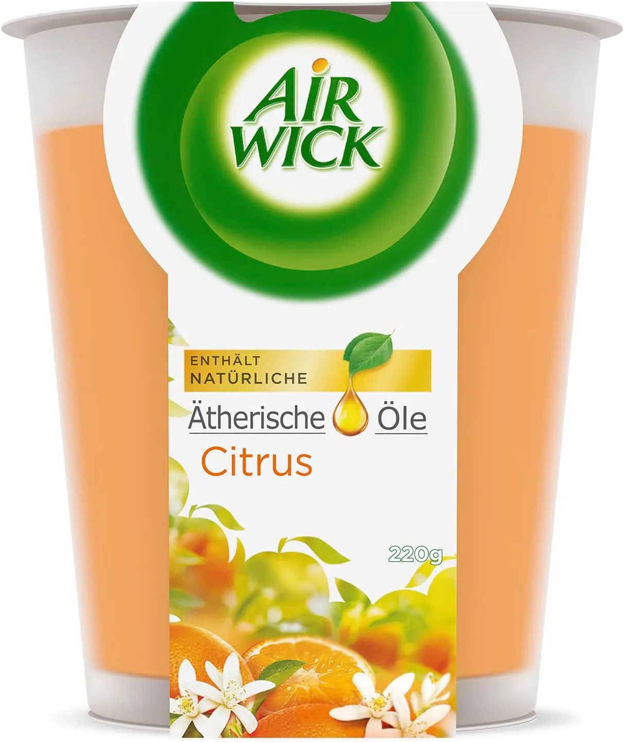 Bild von Air Wick XL Duftkerze im Glas mit Citrusduft und bis zu 40 Stunden Brenndauer, 220 g, enthält natürliche ätherische Öle