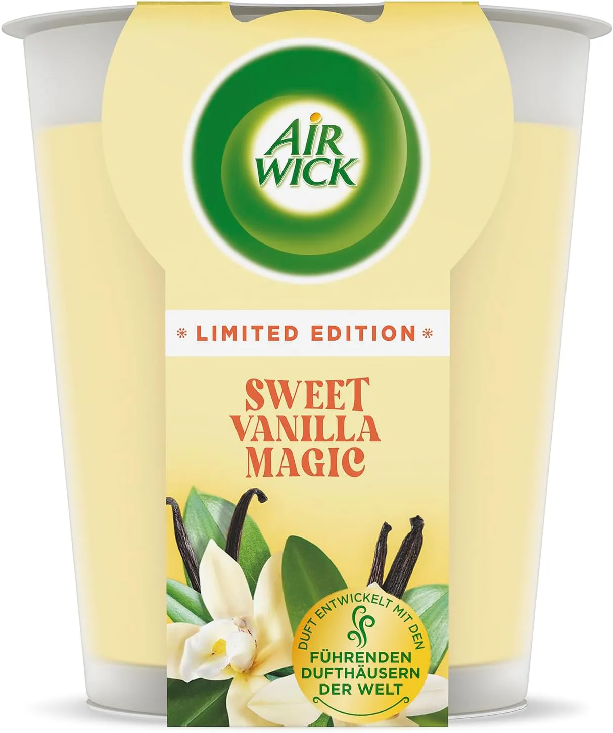 Bild von Air Wick XL Duftkerze Sweet Vanilla Magic mit 220 g und bis zu 40 Stunden Brenndauer, enthält natürliche ätherische Öle