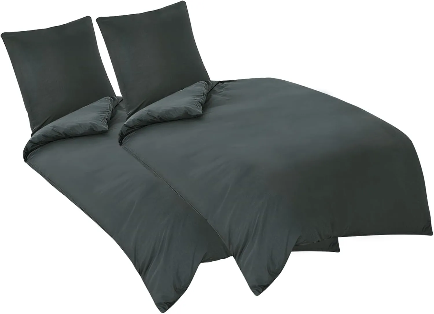 Bild von Aisbo 4-teiliges Bettwäsche Set in Grau mit 135x200 cm Bettbezug und Kissenbezug aus Mikrofaser, weich und bügelfrei