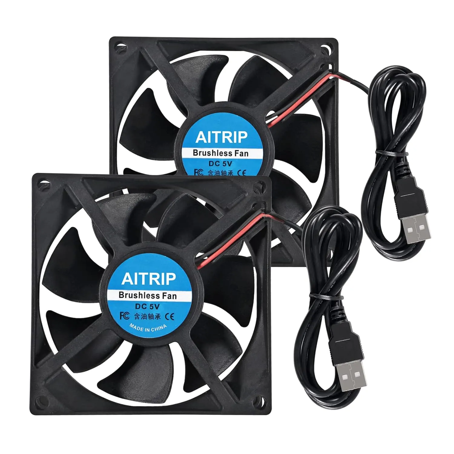 Bild von AITRIP 2er Set USB Lüfter mit 80 mm für PC und 3D Drucker