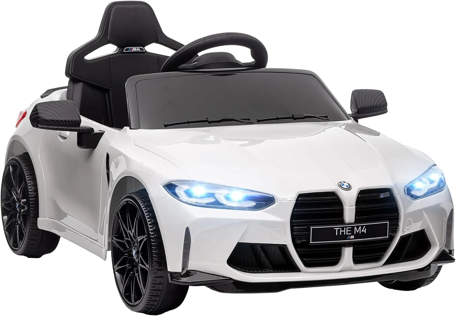 Bild von AIYAPLAY Elektroauto für Kinder mit 12 Volt, 2,4G-Fernbedienung, Federung, MP3, USB, LED-Lichtern und Hupe, für Kinder von 3 bis 5 Jahren, in Weiß