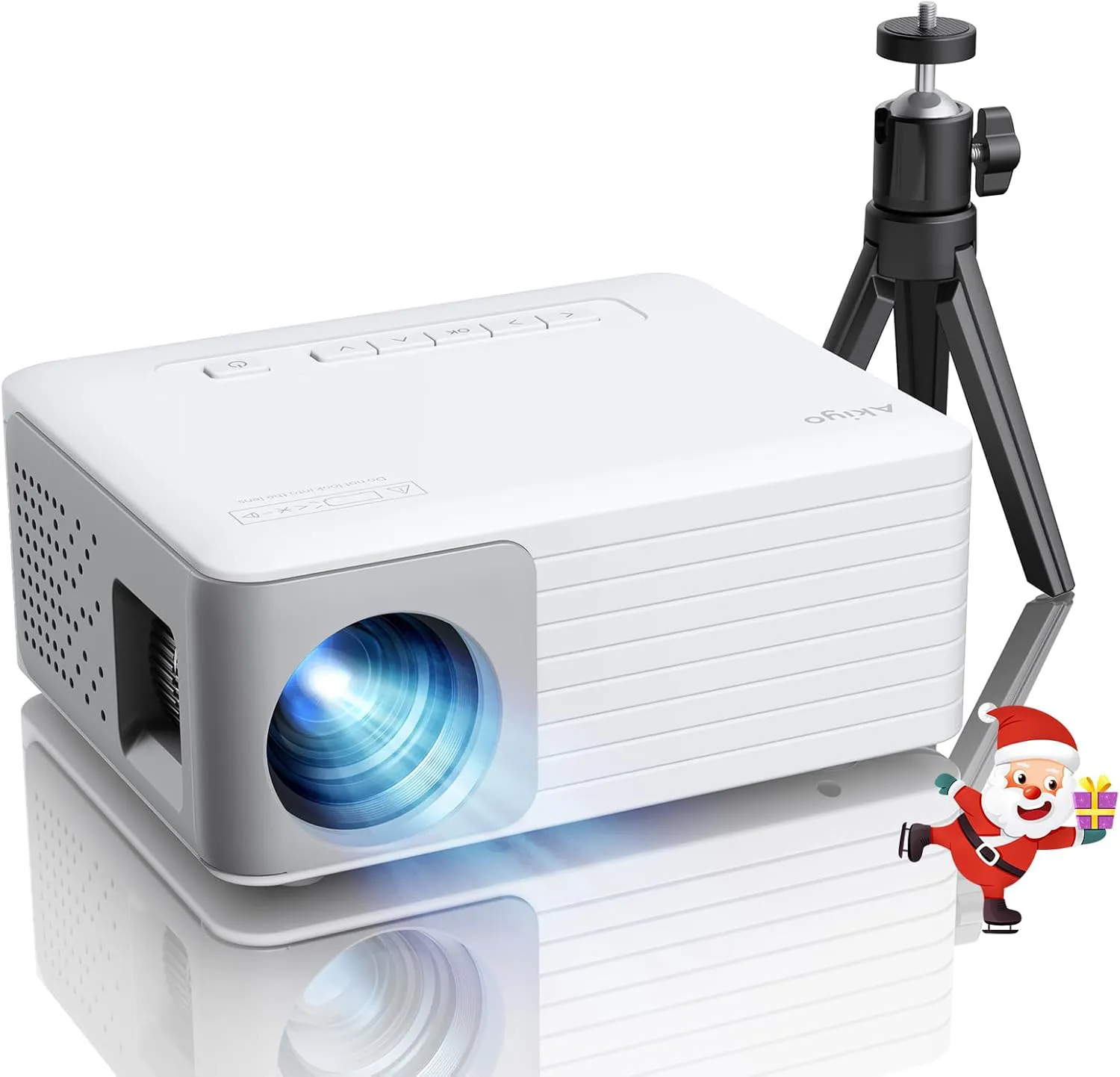 Bild von AKIYO O1 Mini Beamer mit Full HD für Heimkino und Outdoor, kompatibel mit iOS, Android, Windows, HDMI, USB und PS5