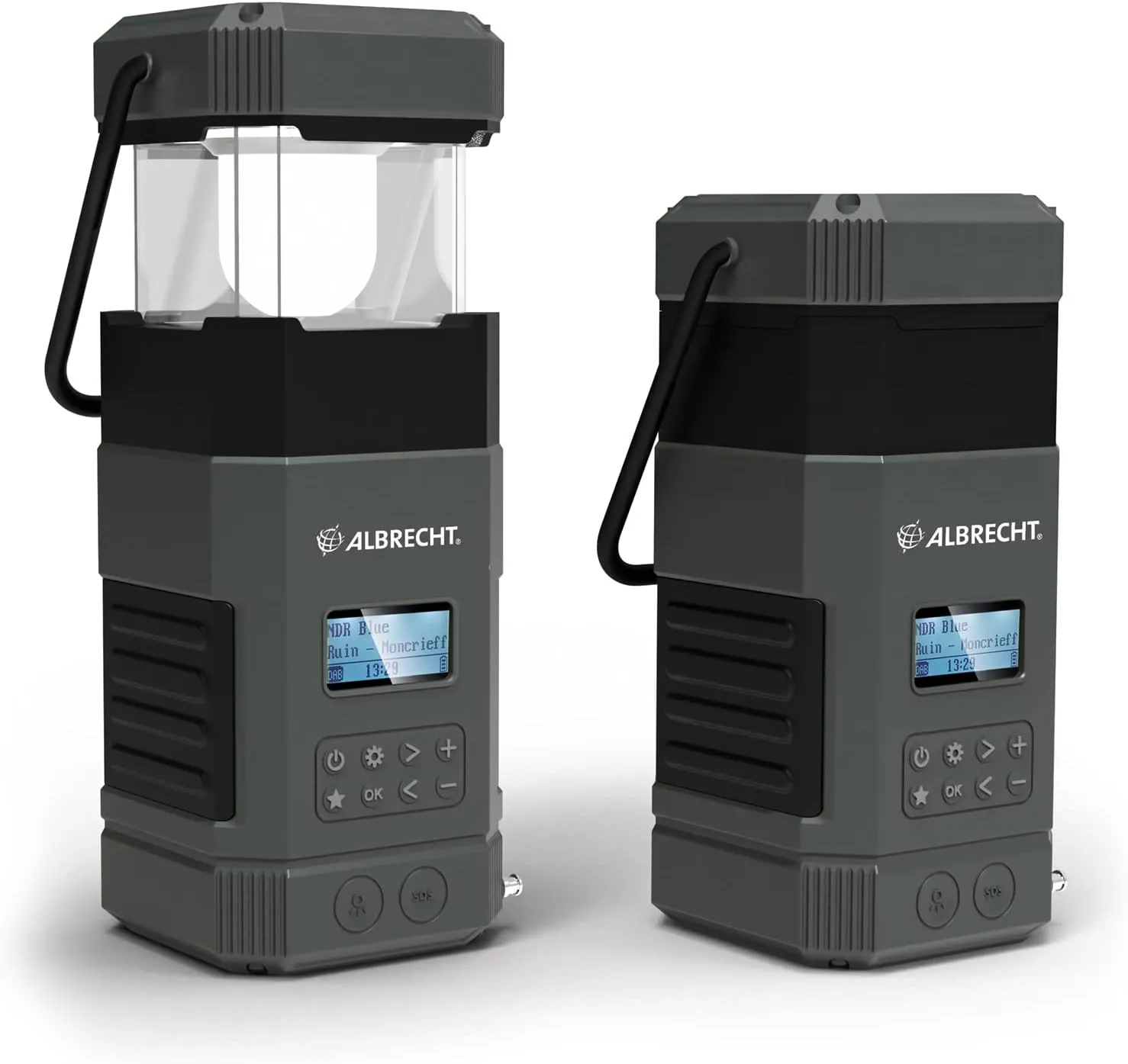 Bild von Albrecht DR 114 tragbares DAB und UKW Kurbelradio mit SOS Notruf, Campinglampe, Taschenlampe, Solarmodul, PowerBank und IPX5 Wasserschutz