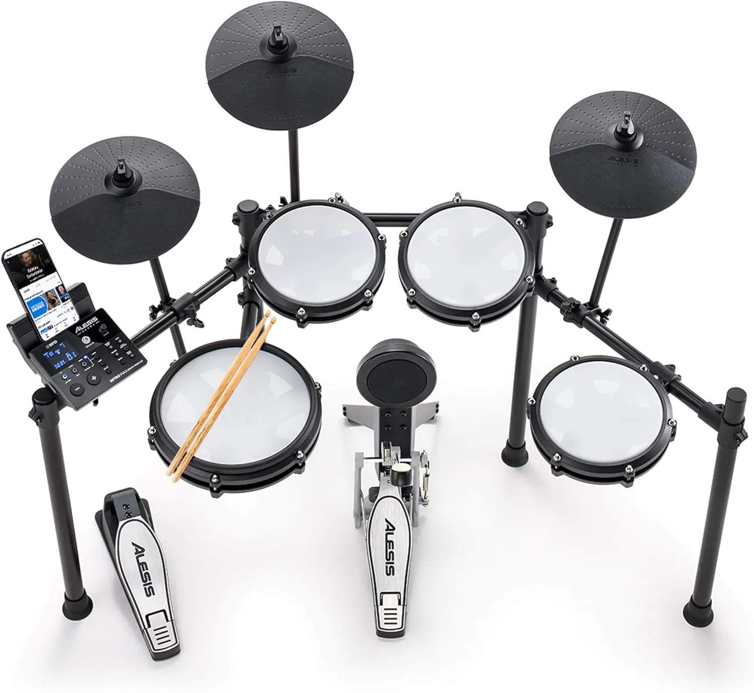 Bild von Alesis Nitro Max Kit Elektronisches Schlagzeug mit Quiet Mesh Pads, 10 Zoll Snare, Bluetooth, über 440 Sounds und USB MIDI