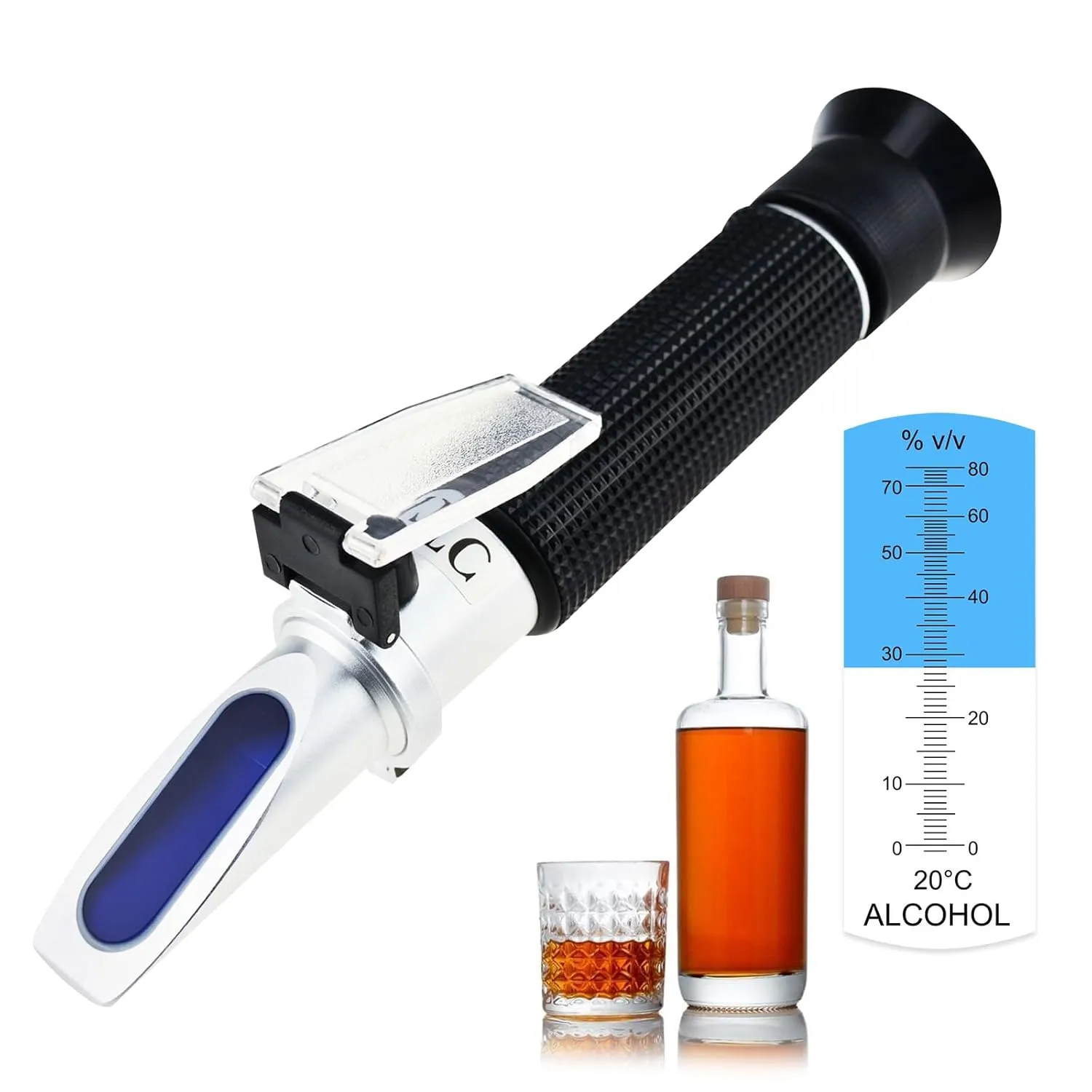 Bild von Alkohol Refraktometer zur Bestimmung des Alkoholgehalts von 0 bis 80 Prozent mit automatischem Temperaturabgleich