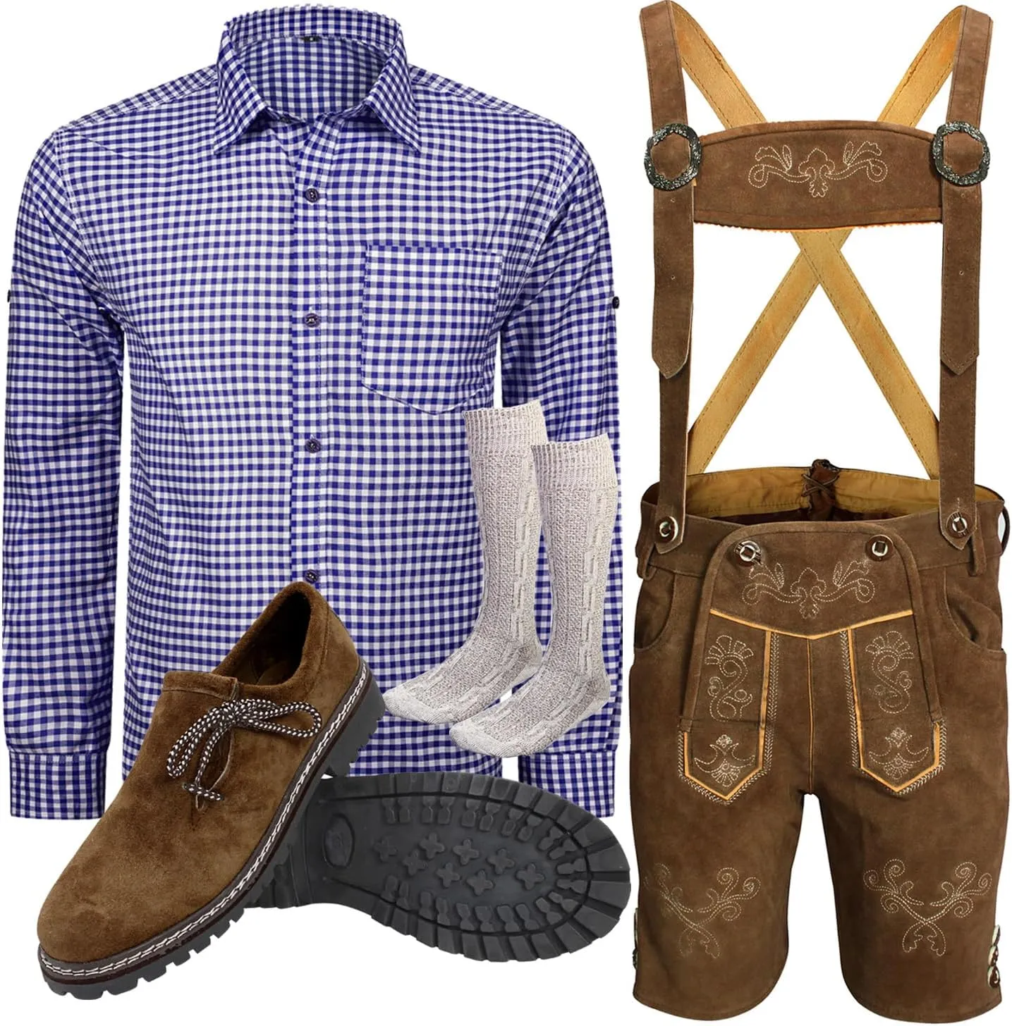Bild von ALL THE GOOD B Trachtenset mit Lederhose, Hemd, Schuhen und Socken für das Oktoberfest
