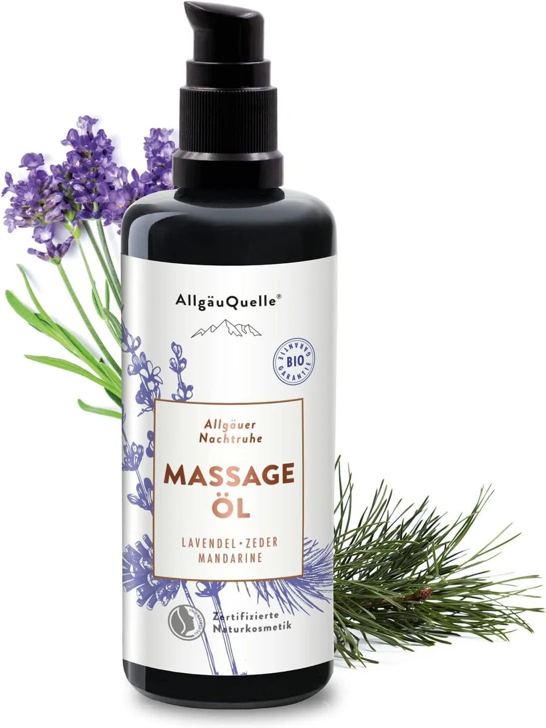 Bild von AllgäuQuelle BIO Massageöl Nachtruhe mit ätherischen Ölen aus Lavendel und Zeder, 100 ml