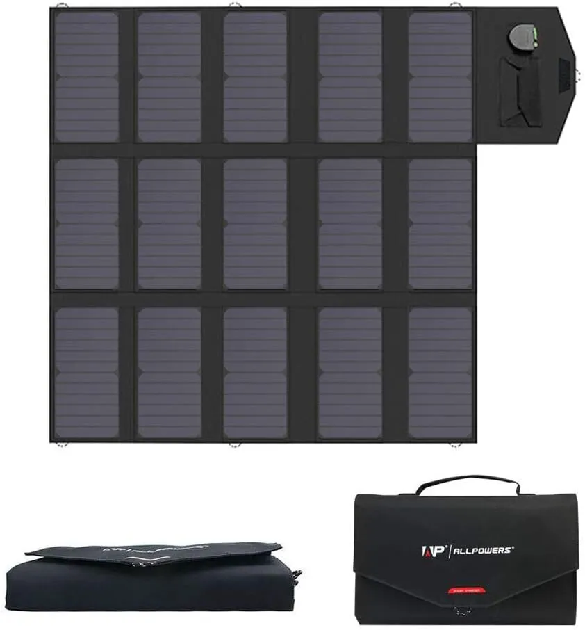Bild von ALLPOWERS 100W faltbares Solarpanel mit 2 USB Anschlüssen für tragbare Powerstationen, ideal für Reisen, Camping und Garten