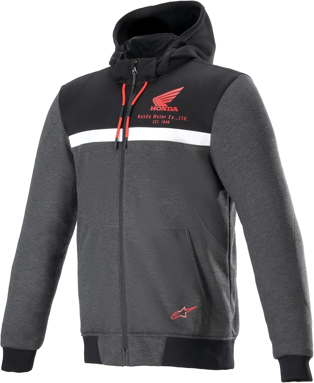 Bild von Alpinestars Honda Chrome Street Hoodie in Schwarz Melange Rot Größe L