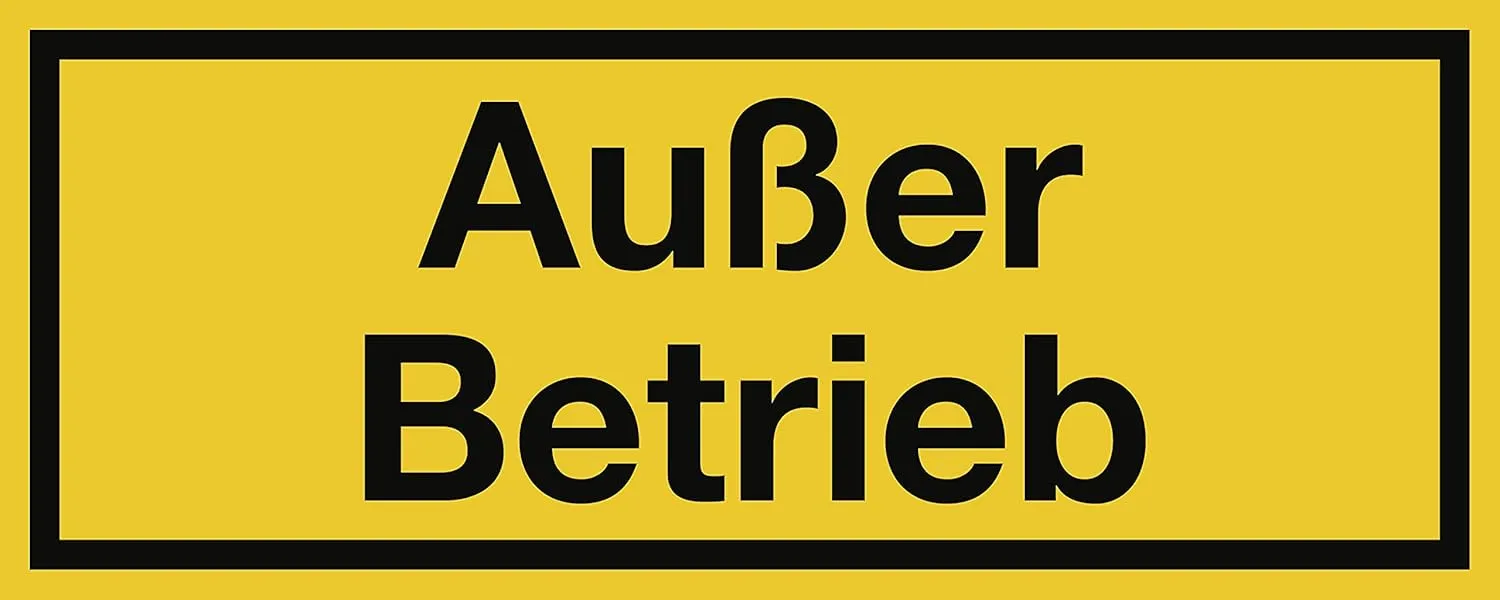 Bild von Aluminium Schild Außer Betrieb 10 x 25 cm wetterfest und praxisbewährt