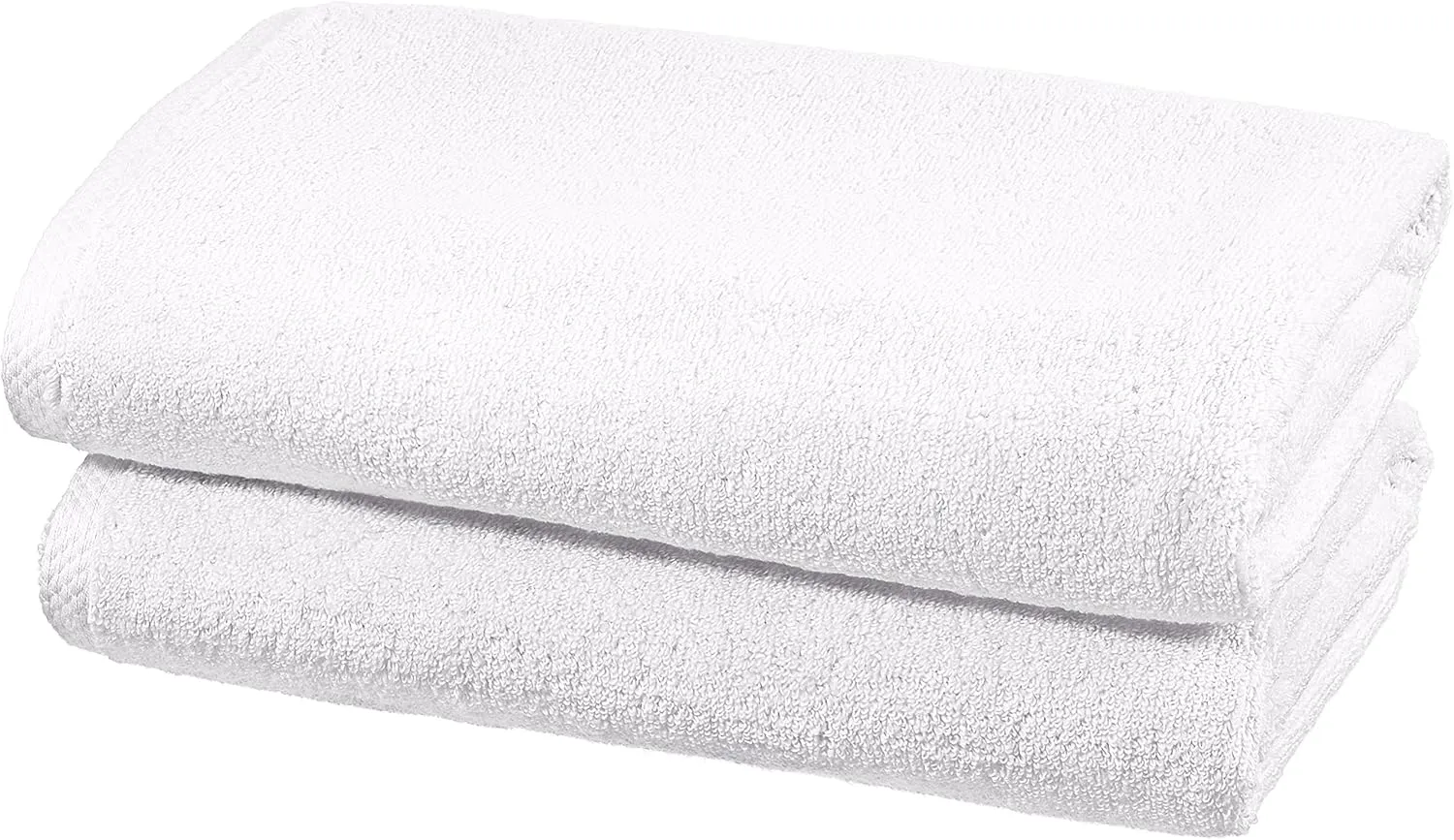 Bild von Amazon Basics Badetuch Set mit 2 schnelltrocknenden Handtüchern aus 100 % Baumwolle in Weiß, 70 x 140 cm
