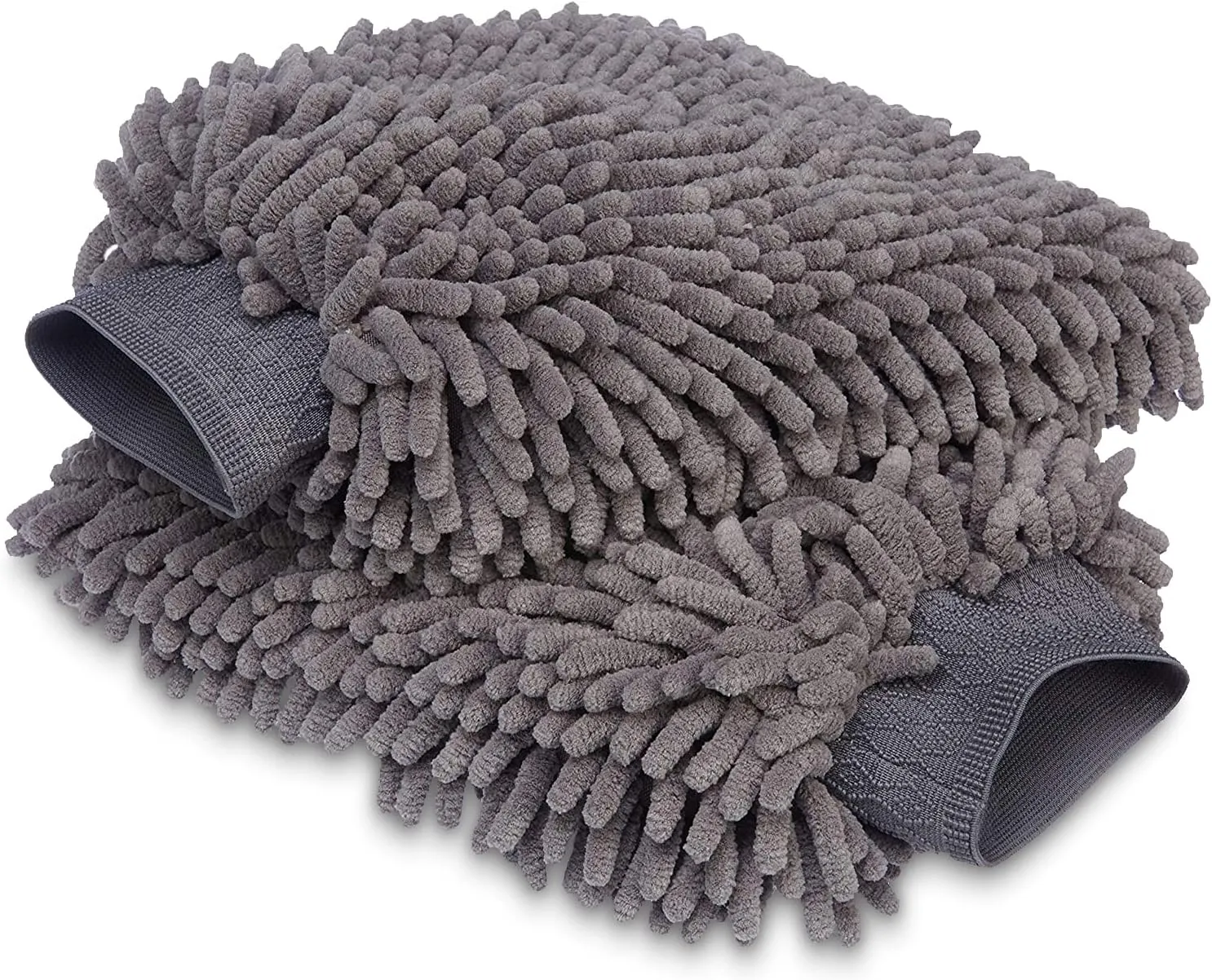 Bild von Amazon Basics Deluxe Mikrofaser Waschhandschuh Set mit 2 Stück in Dunkelgrau, 30 x 20 cm