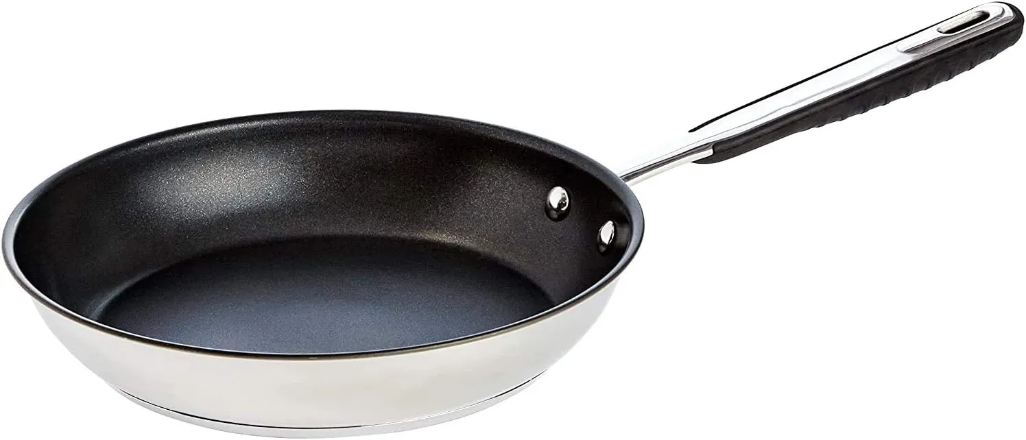 Bild von Amazon Basics Edelstahl Bratpfanne 28 cm mit Antihaftbeschichtung und induktionsgeeignetem Griff