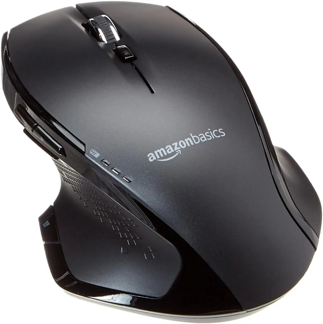 Bild von Amazon Basics ergonomische kabellose Maus in Schwarz mit Schnell-Scrolling