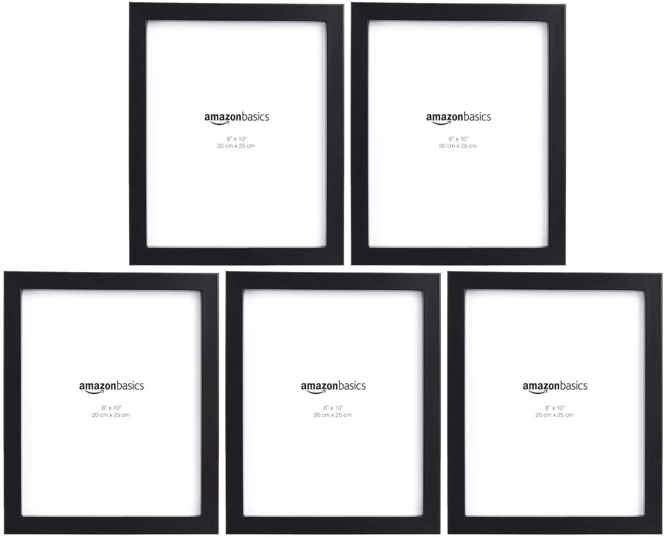 Bild von Amazon Basics Fotorahmen Set mit 5 rechteckigen Rahmen in Schwarz, Größe 20 x 25 cm