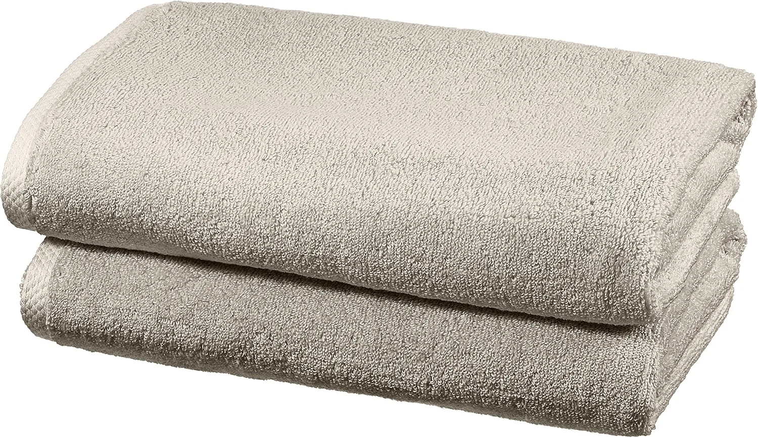 Bild von Amazon Basics Handtuch Set in Platingrau mit 2 schnelltrocknenden Badetüchern aus 100% Baumwolle