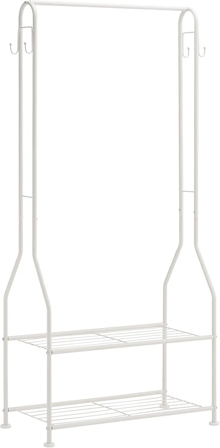Bild von Amazon Basics Kleiderschrank in Weiß mit zwei Regalfächern, Maße 75 x 36,5 x 150 cm