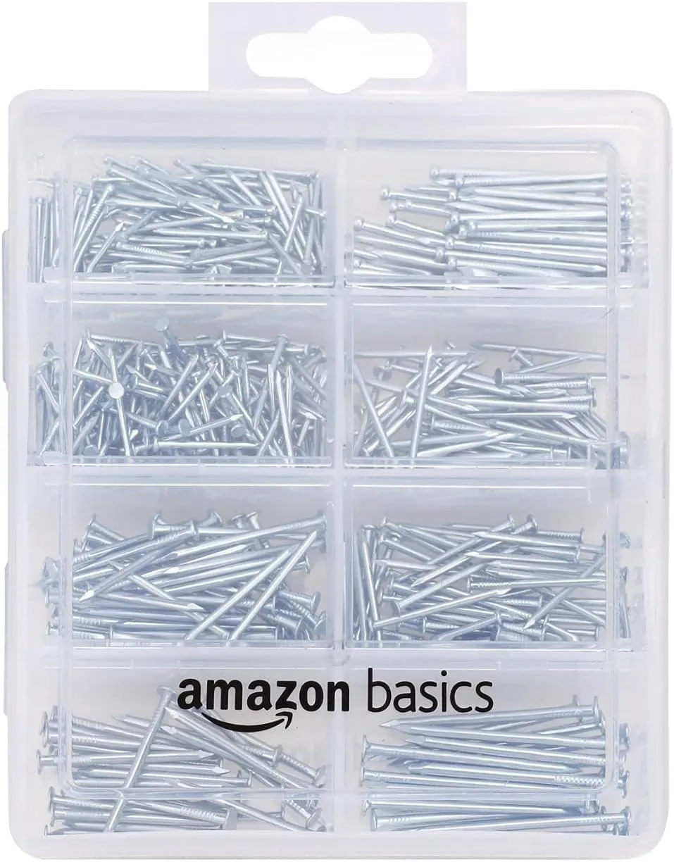 Bild von Amazon Basics Nagel-Set mit 550 Teilen, inklusive Senkkopf-, Draht-, gewöhnlichen und Bilderrahmen-Nägeln