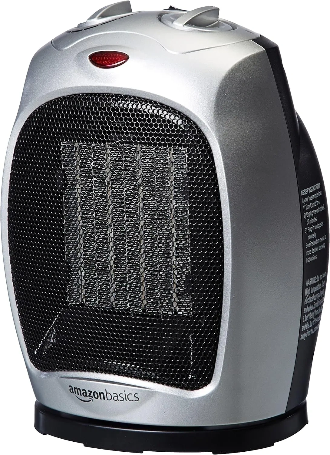 Bild von Amazon Basics oszillierende Keramik-Standheizung mit 1500 Watt und verstellbarem Thermostat in Silber