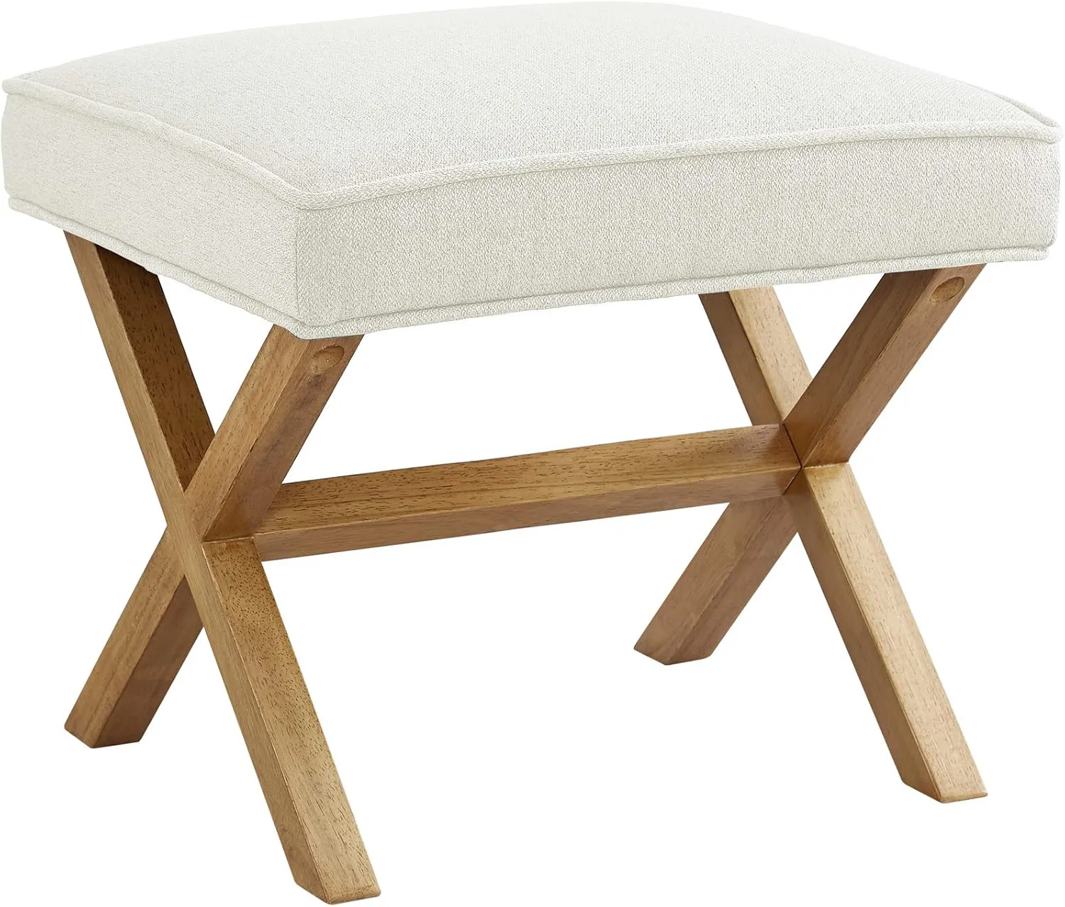 Bild von Amazon Basics Polsterhocker im modernen rechteckigen Design mit X-Form, 50,8 cm breit, in Elfenbeinfarbe