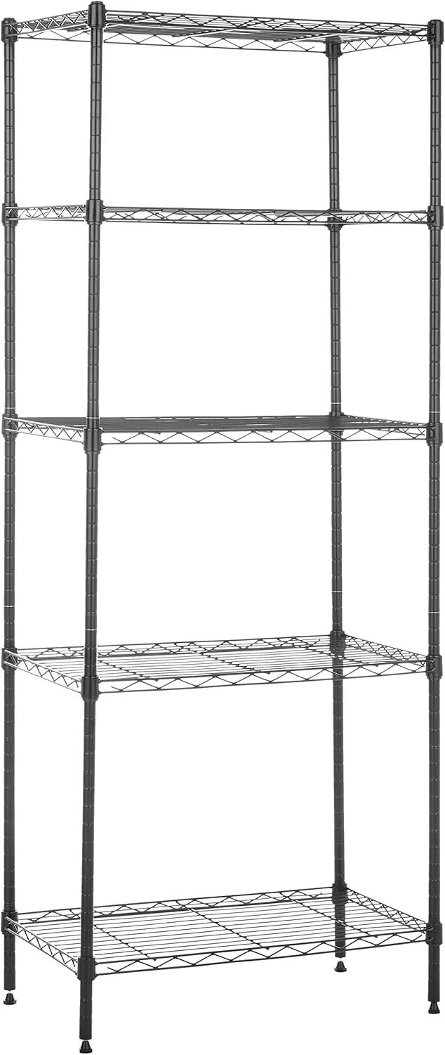 Bild von Amazon Basics schmaler Aufbewahrungsschrank in Schwarz mit 5 höhenverstellbaren Regalböden, 60,1 x 35,6 x 152,4 cm