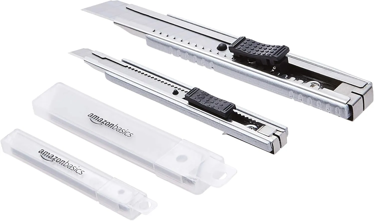 Bild von Amazon Basics Universalmesser Set mit automatischer Verriegelung und 20 SK5 Klingen in Silber