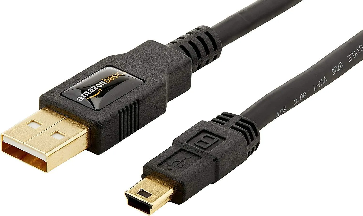 Bild von Amazon Basics USB-A auf Mini USB Kabel mit 0,9 m Länge und 480 Mbit/s Übertragungsgeschwindigkeit in Schwarz