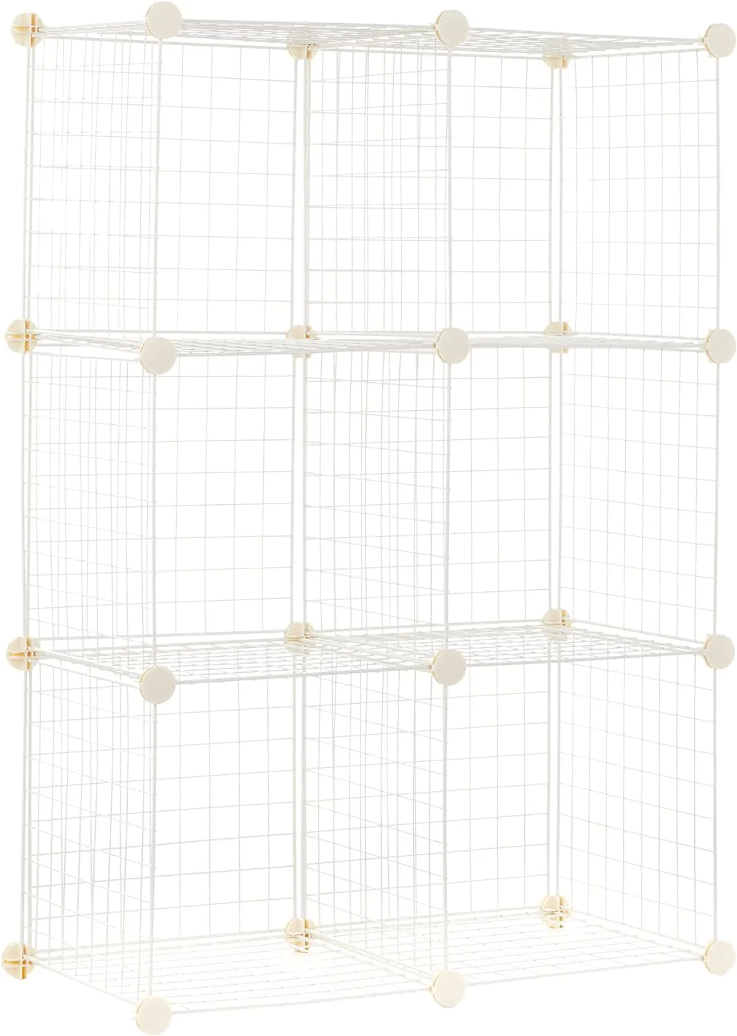 Bild von Amazon Basics Würfelregal aus Metall in Weiß mit 6 Ablagefächern und einer Tragfähigkeit von 27 kg, Maße 76,96 x 37,08 x 113,79 cm