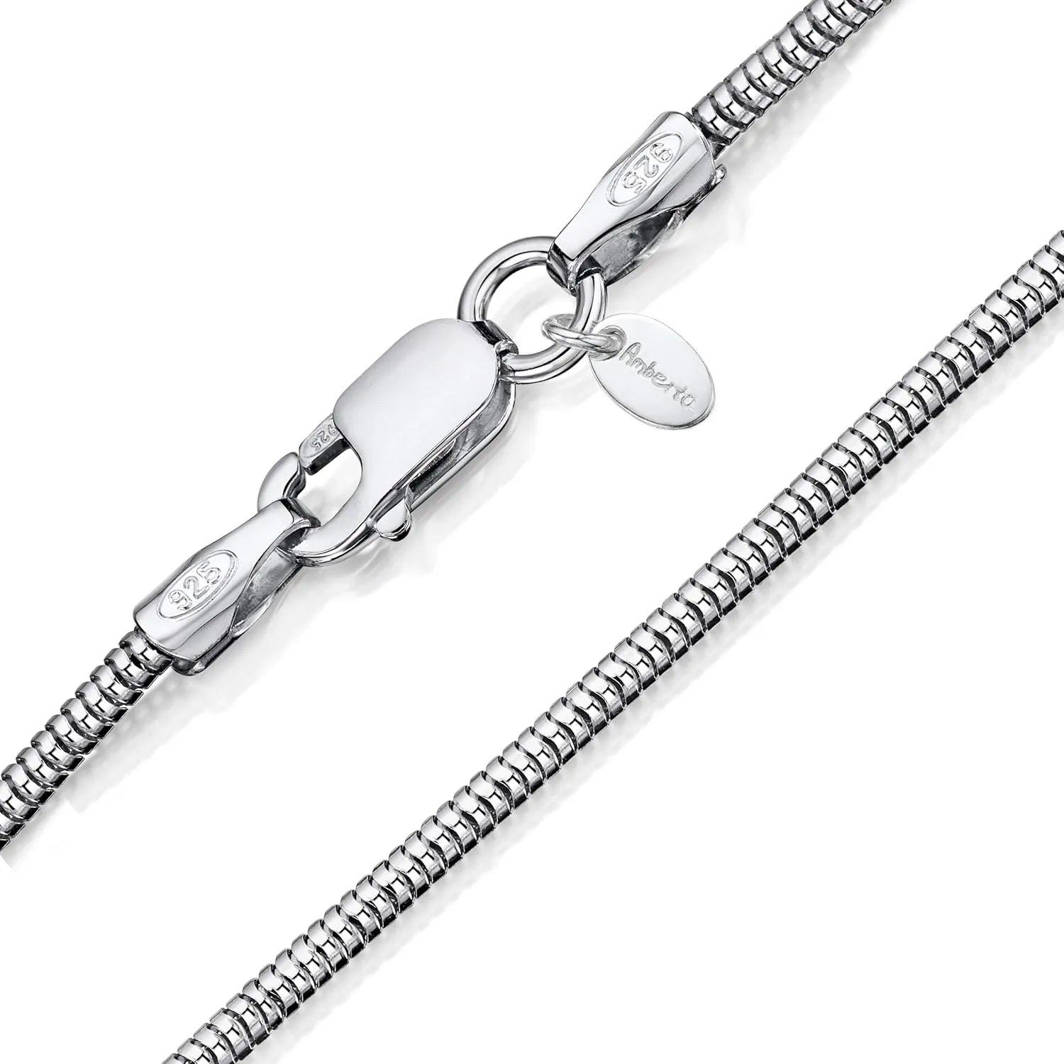 Bild von Amberta 925 Sterlingsilber Damen-Halskette in Schlangenform mit 1,4 mm Breite und verschiedenen Längen von 40 bis 60 cm